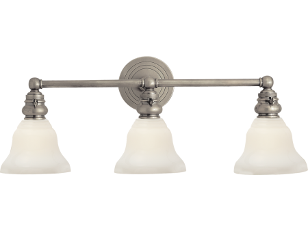 Boston Functional Triple Light with White Glass on Sale